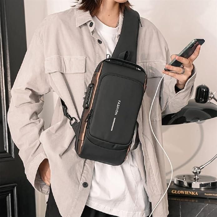 Anti Theft Cross Sling Bag with USB Charging for Men & Women