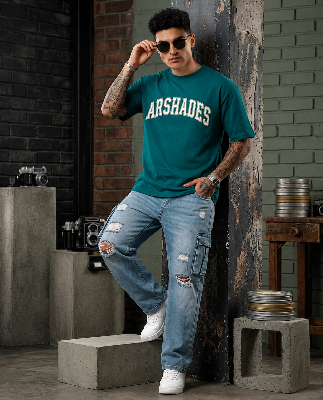 Arshades Unisex Terry Oversized Dark Green T-Shirt