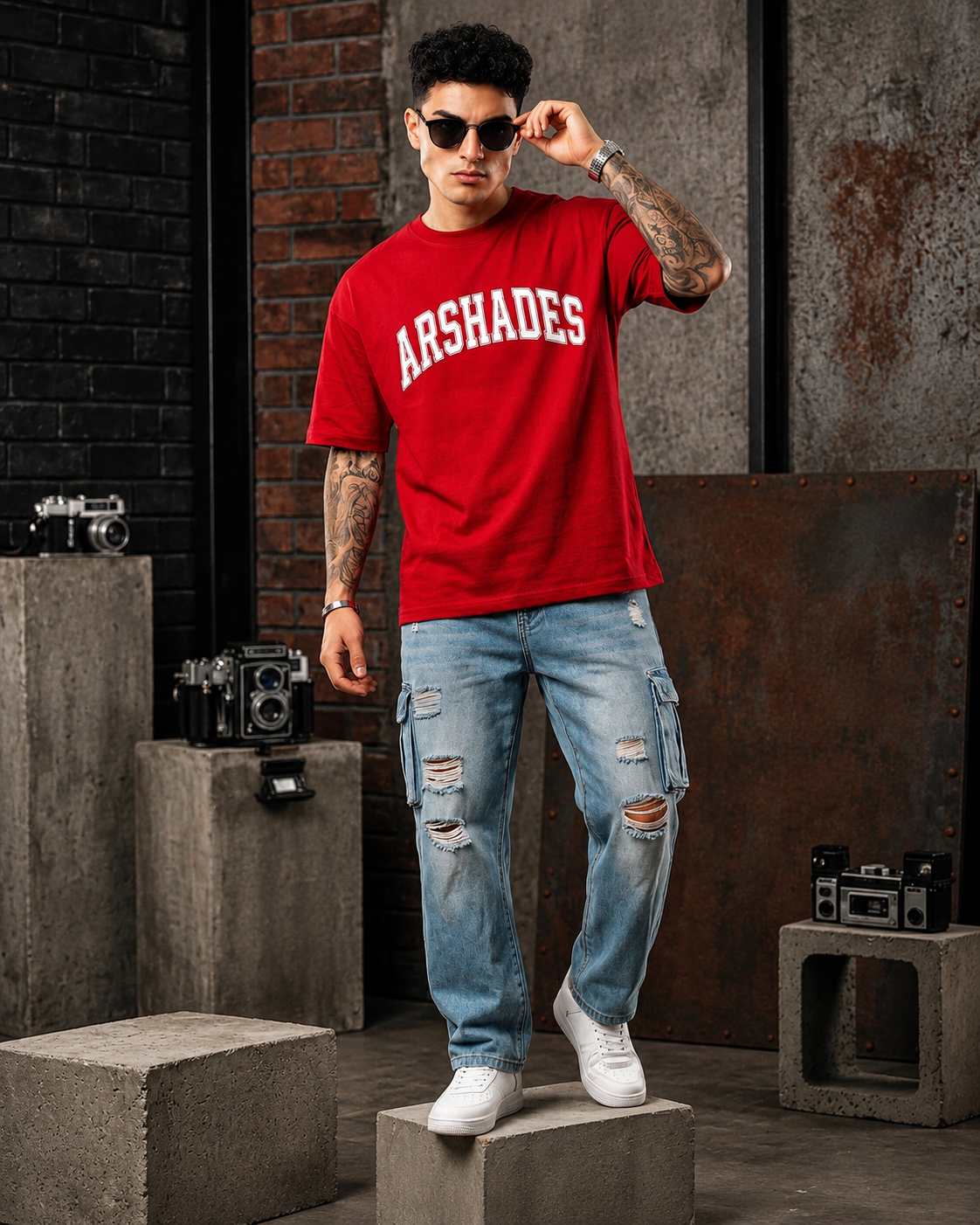 Arshades Unisex Terry Oversized Red T-Shirt